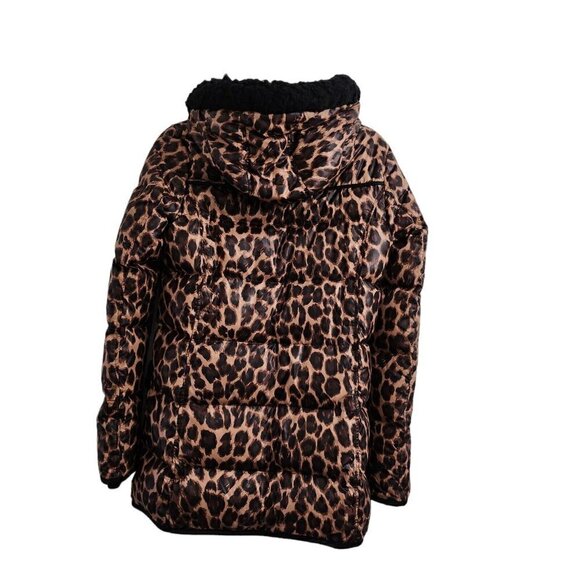 Juicy Couture Womens Puffer Coat Jacket Small Brown Cheetah Leopard Fur Hooded - Picture 11 of 16
